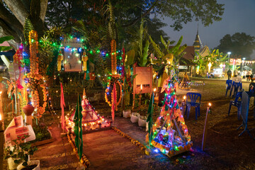CHIANG MAI, THAILAND – November, 1 , Loy Kratong , Yi Peng Festival or Kamod Festival at Wat Rommaneeya, Lamphun Province, Thailand.