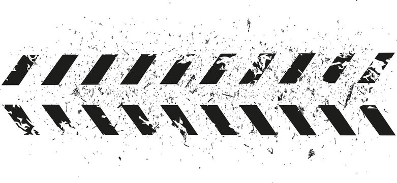 Print textured tire track. Design element. Car tread silhouette. Mud splash grunge texture