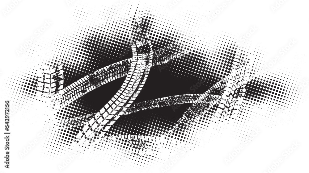 Poster vector print textured tire track banner. design element . car tread silhouette . tyre print .mud spl