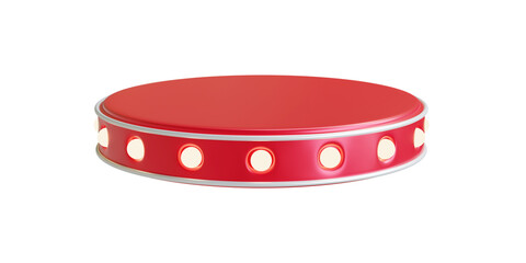 red podium with lights, 3d illustration