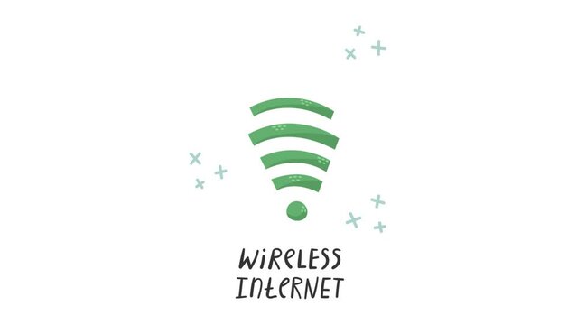 Animation of a wireless Wi-Fi signal. Internet and web