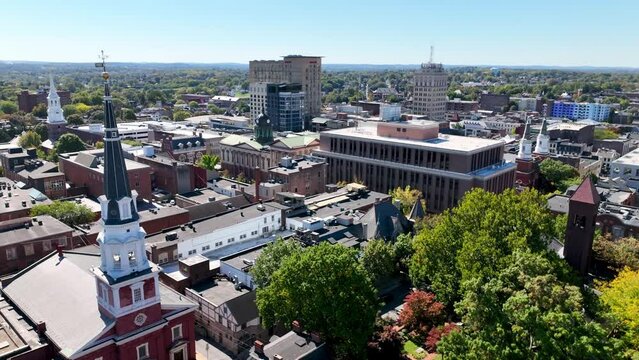 aerial over lancaster pennsylvania over the lancaster county courthouse