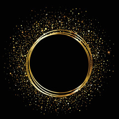 Happy New Year 2024 Elegant gold text with balloons and confetti. Realistic vector illustration