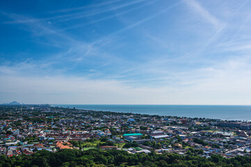 Cityscape view of huahin district from Khao hin lek fai view point sigh. Khao Hin Lek Fai is a place to see a spectacular view of the entire town.Also know as khao radar in local people