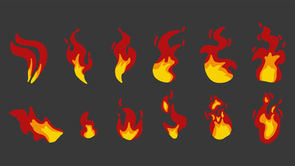fire flames set vector flat design