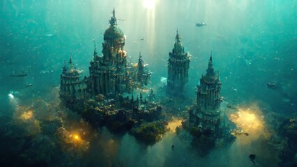 Ancient underwater city, fantasy image