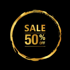 golden sale promotion shopping tag 50 percent off