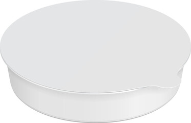 Mockup White Round Empty Blank Styrofoam Plastic Food Tray. Illustration Isolated On White Background. Mock Up Template Ready For Your Design. Vector EPS10