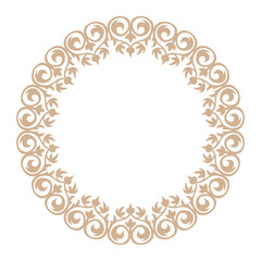 Damask vintage frame. Oriental royal circle frame