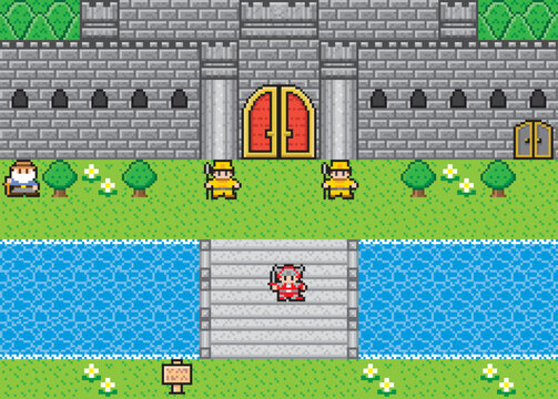 RPG風ドット絵　お城の前