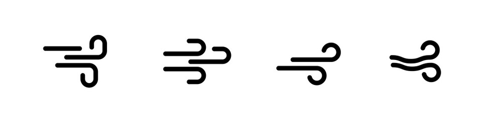 Set wind blow line icon. Blowing wind. Windy weather symbol for web or app design