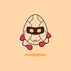 Cute mascot egg robot wearing a boxing gloves cartoon icon illustration. Flat cartoon design. Suitable for web, landing page, icons, ads, template and poster.