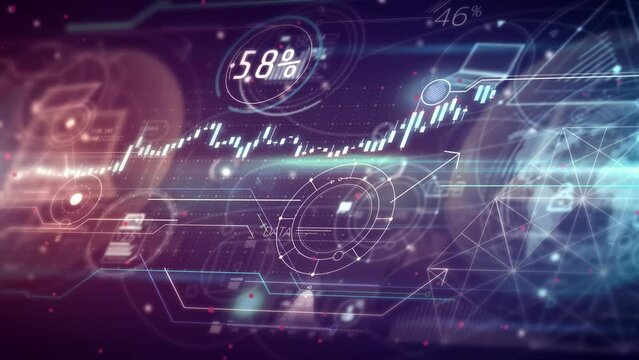 Bitcoin abstract data and animated crypto space.