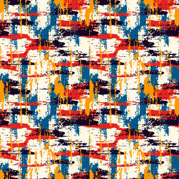 Abstract expressionism style seamless pattern. Hand drawn drips, paint smears print. Freehand artistic background