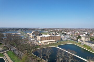 Obraz premium Thames Water Hampton Water Treatment Works drone view