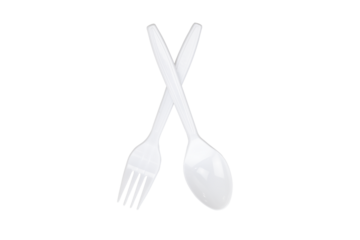 white plastic spoon and fork