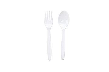 white plastic spoon and fork