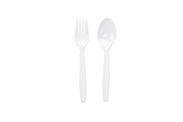 white plastic spoon and fork