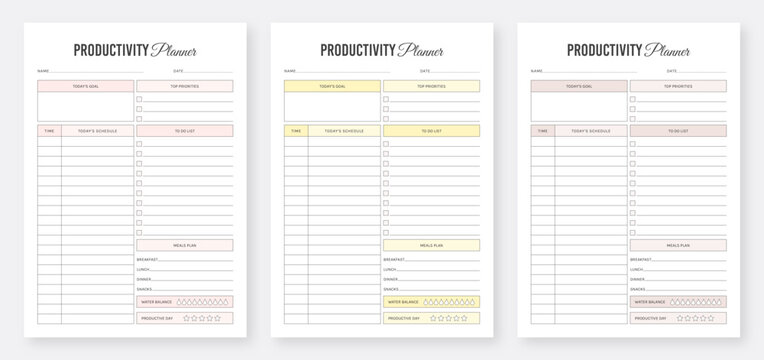Daily Productivity Planner Template. Daily planner template design. Printable Productivity Planner. Modern Planner Template Set. Life and Business planner. Organizer & Schedule Planner. Planner Bundle
