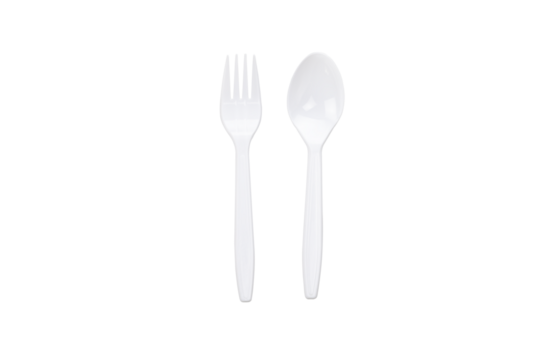 white plastic spoon and fork