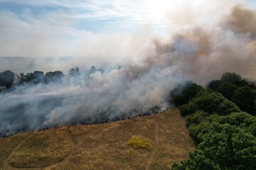Huge Wild Fires in farm fields Essex Ongar UK