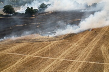 Huge Wild Fires in farm fields Essex Ongar UK