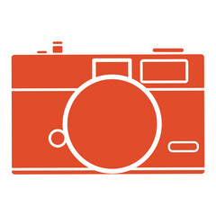 Isolated vector illustraition of vintage old single lens reflector SLR camera in orange icon symbol sign logo