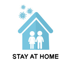 Stay at home sign icon on transparent background.