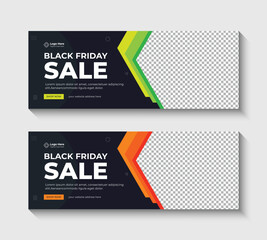Promotion Brand black Friday sale cover banner, social media post, and web banner ad template.