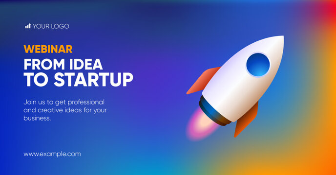 Business webinar banner template for social media or flyer. Background and business startup 3d illustration for social media banner post design in vector. 