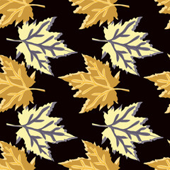 Abstract oak leaves seamless pattern. Maple foliage backdrop.