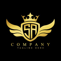 SA Letter Linked Luxury Premium initial simple Logo