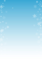 Silver Snowfall Vector Blue Background. Abstract