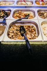 Buffet with various food at a Chinese restaurant