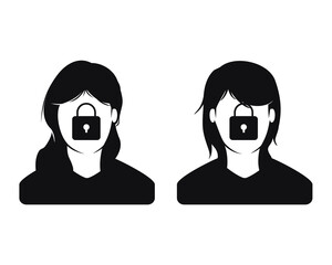 Account profile lock icon. Woman Man user private password. Illustration vector