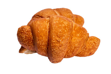 Freshly baked croissants isolated, on transparent white background