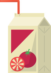 Tomato juice pack. Cartoon fresh healthy drink
