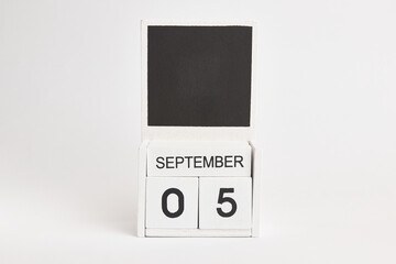 Calendar with the date September 5 and a place for designers. Illustration for an event of a certain date.
