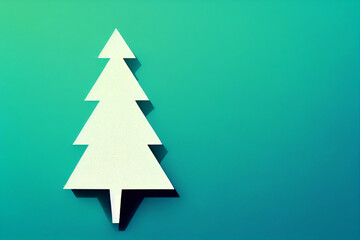 Obraz premium abstract minimalist white Christmas tree on dark green background