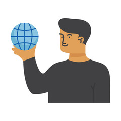 man holding a global sphere