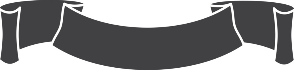 Black ribbon label. Empty vintage banner scroll