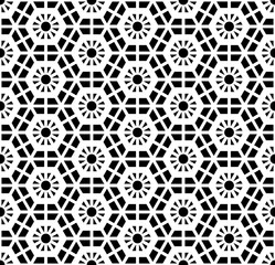 Abstract Seamless Geometric Black and White Hexagons Pattern.
