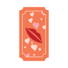 kiss coupon with hearts