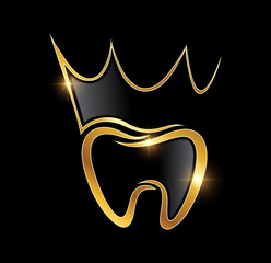 Golden Luxury Tooth Vector Icon
