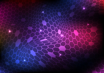 Digital_Hexagon_Net_Honeycomb_Purple_Background