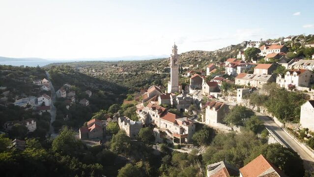 bell tower in a small town on the island of brac