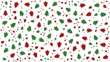 Christmas trees seamless pattern. Green trees seamless pattern. Red trees seamless pattern.