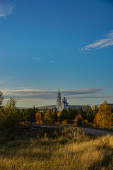 church in autumn