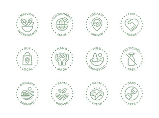 Sustainable made products vector logo badge icons set