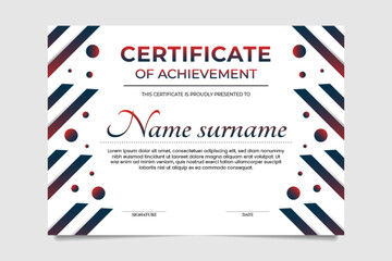 Certificate of achievement design template, vector illustration gradient geometric style 